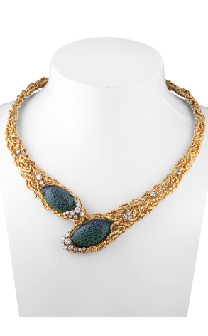 Колье Gilbert Albert Scarabey beetle shell & Yellow Gold & Diamonds (40718)