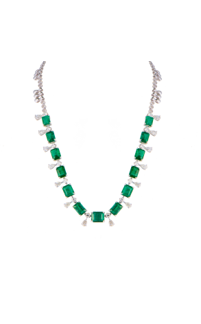 Колье  Natural Emeralds 25,0 ct & Diamonds 5,25 ct & White Gold (41494)