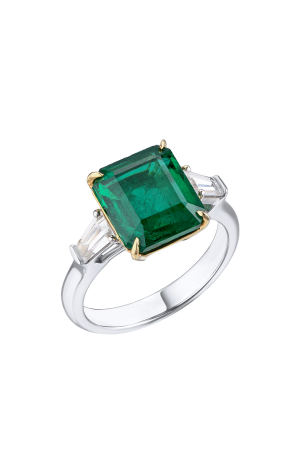 Кольцо Yanush Gioielli 4,49 ct Natural Octagonal Cut Vivid Green Emerald Zambia & Diamonds YR31066TTEM (40307)