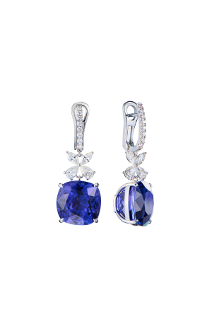 Серьги  12,89/12,85 ct Vivid Blue/VS Natural Tanzanite (42660)