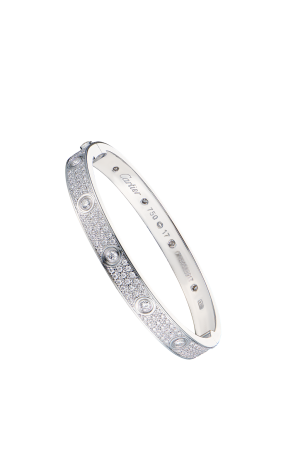 Браслет  в стиле Love Classic Model Paved 10 Diamonds White Gold (SIZE 17) (43657)