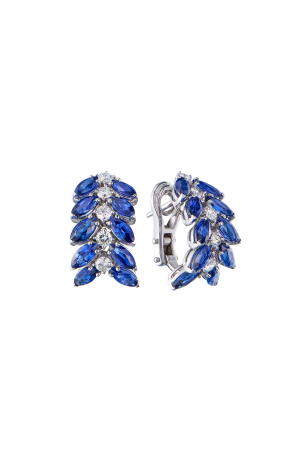 Серьги Prima Exclusive 7,75 ct Sapphires & 1,10 ct Diamonds & White Gold (42512)