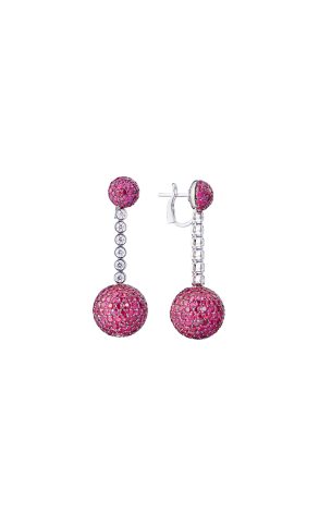 Серьги  в стиле De Grisogono Boule Collection Rubies & Diamonds (42003)