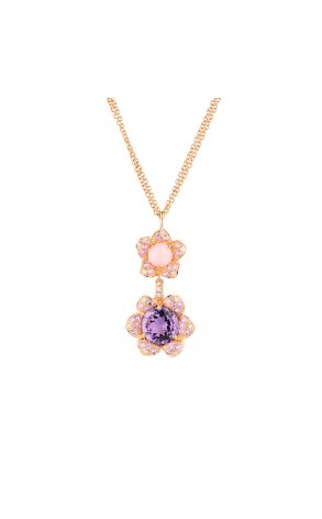 Подвеска  Rose Gold & Pink Opal & Amethyst & Diamonds (40130)