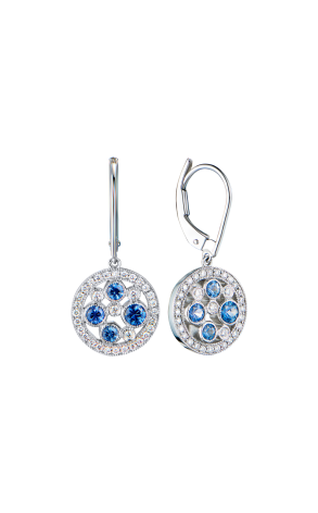 Серьги Tiffany & Co Cobblestone Sapphire & Diamond in Platinum (43367)