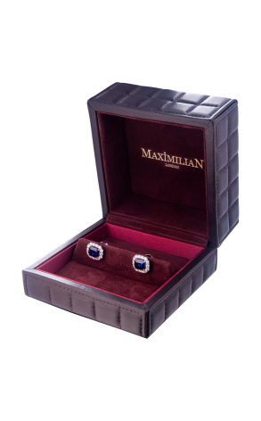 Серьги Maximilian Maximillian 2 Natural Sapphires 3.74/3.65 ct Vivid Blie Madagascar Earrings (35759) №4