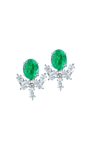 Серьги  с изумрудами 7,0 ct и бриллиантами 3,85 ct (37644)