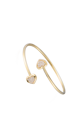 Браслет DeRosa Two Hearts Bangle Diamonds Yellow Gold B9400327 (42495)