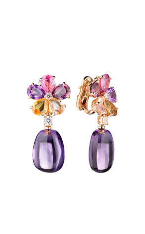 Серьги Bvlgari Diamond Sapphire Amethyst Flower Earrings (36264)