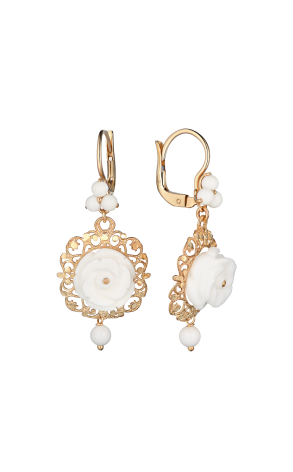 Серьги Dolce & Gabbana Mamma Yellow Gold Roses Drop Earrings WEEM1G WCHA1 Z0000 (41020)