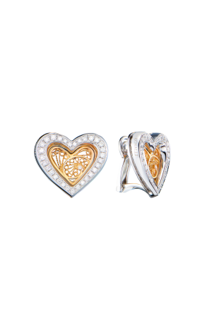 Серьги  White & Yellow Gold & Diamonds Heart (43246)