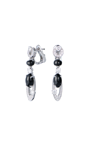Серьги Bvlgari Elisia Vintage Diamonds & Onyx & White Gold Earrings (39618)