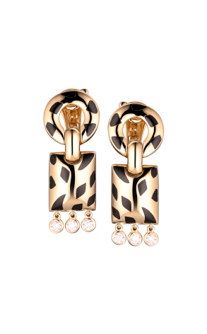 Серьги Cartier Panthere Yellow Gold and Enamel Vintage (36551)