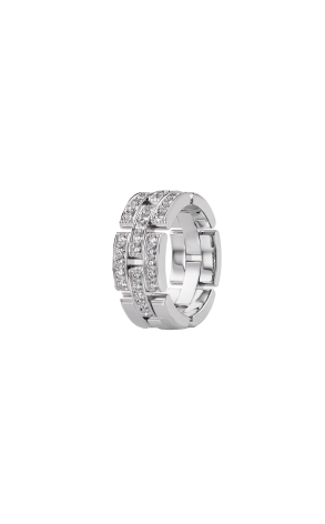 Кольцо Cartier Maillon Panthère Triple Row Half-Paved White Gold (SIZE 51) CRB4127251 (40831)