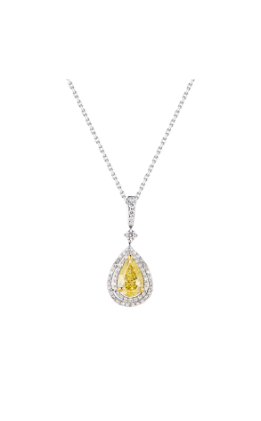 Подвеска GIA 1,12 ct Natural Fancy Intense Yellow/I1 Pear Diamond (43841)