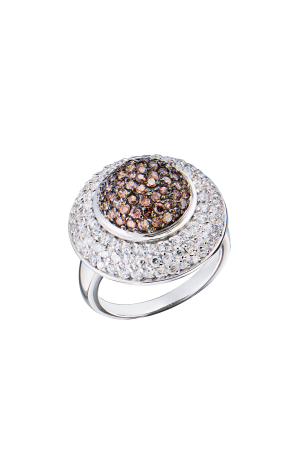 Кольцо  White Gold & White & Brown Cubic Zirconia (43556)