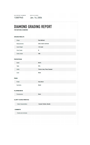 Подвеска GRAFF 1,54 сt D/VS2 Pear Cut Diamond & White Gold (41495) №2