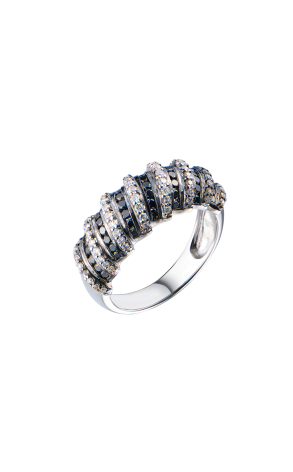 Кольцо  Black & White Diamonds & White Gold (43378)