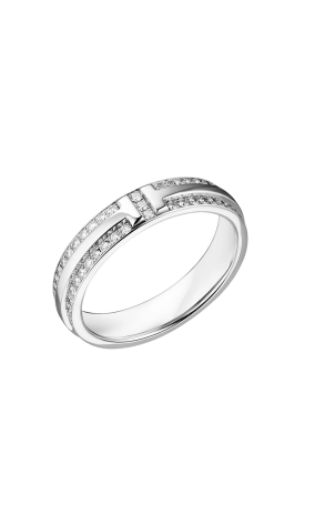 Кольцо Tiffany & Co T Narrow Pavé Diamond & White Gold (SIZE 56) 60151484 (40758)