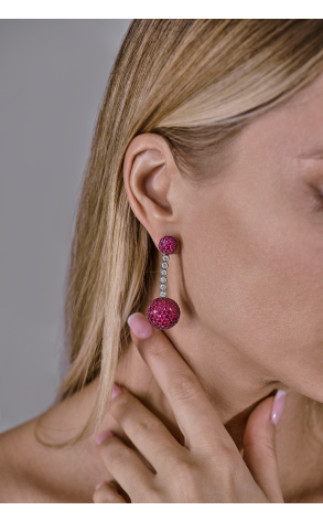 Серьги  в стиле De Grisogono Boule Collection Rubies & Diamonds (42003) №2