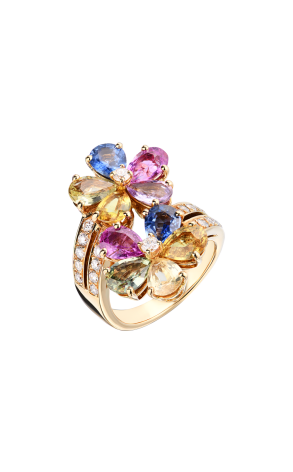Кольцо Bvlgari Yellow Gold Diamond Sapphire Flower (41257)