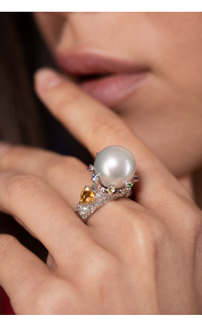 Кольцо RalfDiamonds White Gold 13.5 mm Pearl Diamonds Ring (33941) №2