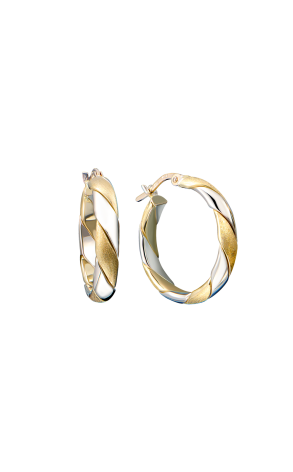 Серьги  Two-Tone White & Yellow Gold Hoop Earrings (41715)
