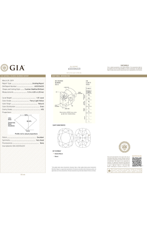 Кольцо GIA 1,01 ct Fancy Light Yellow/VS2 Cushion Cut & White Gold (43211) №2