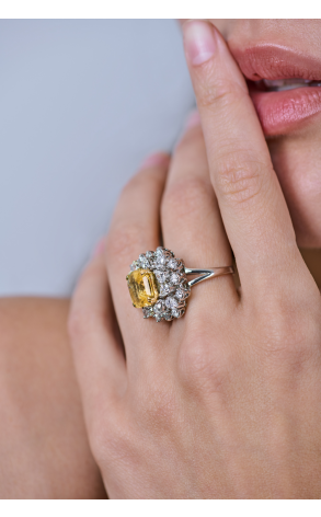 Кольцо  4.14 ct Natural Sapphire Intense Yellow & Diamonds (39642) №4