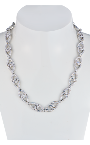 Колье Tiffany & Co Platinum Pavé Diamond Interlock Bow Necklace (42786) №2