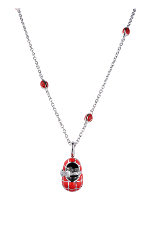 Колье Aaron Basha LadyBug Necklace & Red Diamond Bow Baby Shoe (37066)