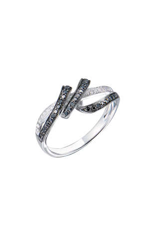 Кольцо  Black & White Diamonds & White Gold (43464)