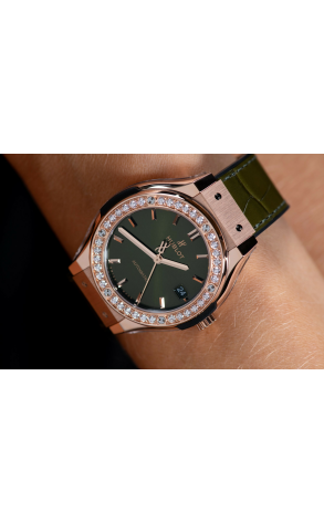 Часы Hublot Classic Fusion Green King Gold Diamonds 38 mm 565.OX.8980.LR.1204 (36974) №2