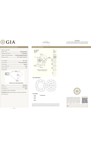 Кольцо GIA 1,01 ct Fancy Light Yellow/SI1 Cushion Cut & White Gold (43217) №2