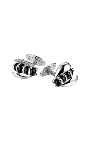 Запонки De Grisogono Black Enamel White Gold Bee (36892)