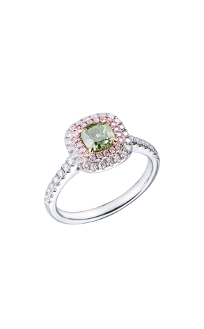 Кольцо GIA 1,00 ct Fancy Grayish Greenish Yellow/SI2 Cushion Cut & White Gold (43836)