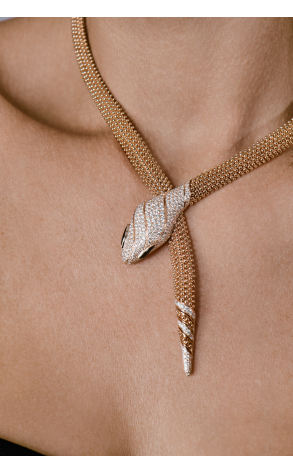 Колье Bvlgari Serpenti Rose Gold & Diamonds & Onyx (SIZE L) 358434 (40244) №4