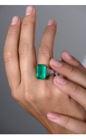 Кольцо  COLOMBIA EMERALD 7,8 ct Intense Bluish Green/I1 (43407) №3