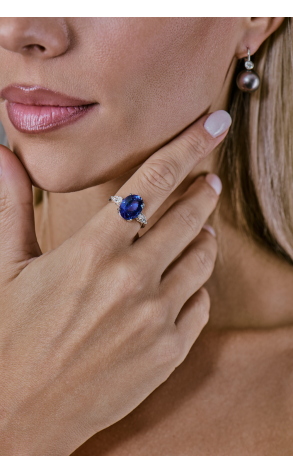 Кольцо  с Танзанитом 5,20 ct Deep Violetish Blue/VS и бриллиантами (41070) №2