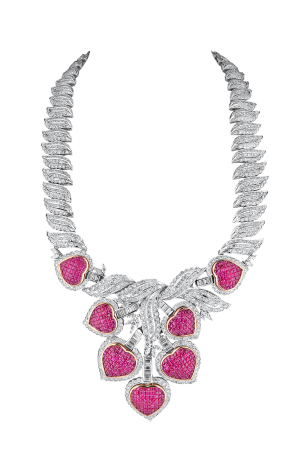 Колье Vasily Konovalenko Ruby Hearts & Diamonds White Gold (36315)