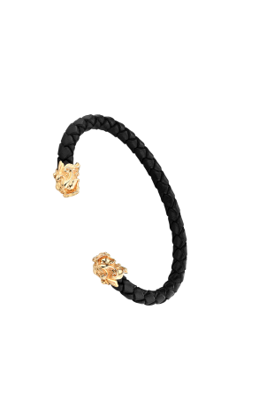 Браслет Carrera y Carrera Yellow Gold Leather Cord Dragon Head Cuff Bracelet DA10310 (40850)