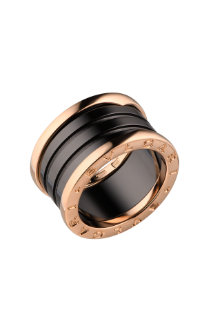 Кольцо Bvlgari B.Zero1 Four-Band Rose Gold Black Ceramic (Size 50) 346528 (42878)