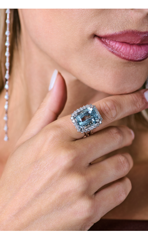 Кольцо  13,9 ct Aquamarine & Diamonds & White Gold (41003) №2