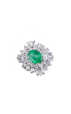 Кольцо  с изумрудом 2,80 ct Light Bluish Green и бриллиантами (38245)