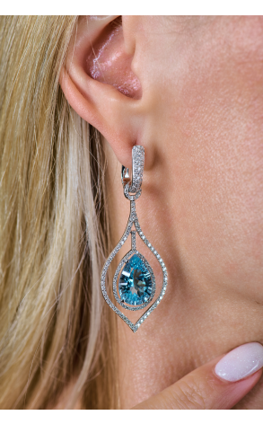 Серьги  Blue Topaz & Diamonds & White Gold (41117) №2