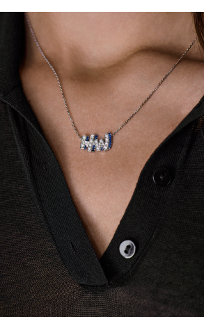 Подвеска  в стиле Harry Winston "Graffiti" Diamonds & Sapphire in Platinum (42972) №3