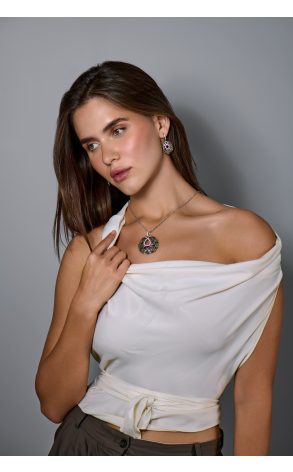 Серьги  Multigemstone White Gold (43306) №4