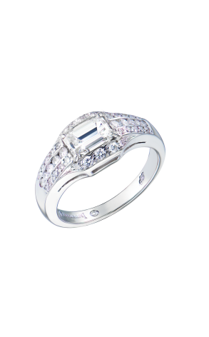 Кольцо  МГУ 0,90 сt G/VS1 Emerald Cut Diamond & Platinum (43530)