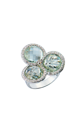 Кольцо  White Gold & Tourmaline & Diamond (43308)