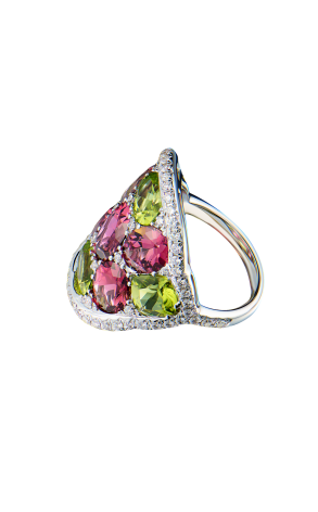 Кольцо Hour Passion Jewellery White Gold & Tourmaline & Peridot & Diamond (42472) №2